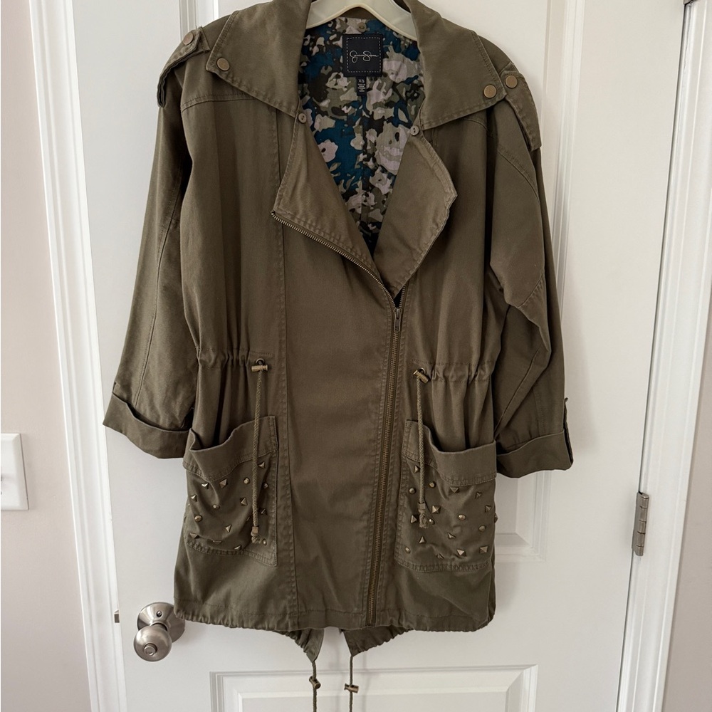 Jessica Simpson Green Utility Jacket with Floral Lining